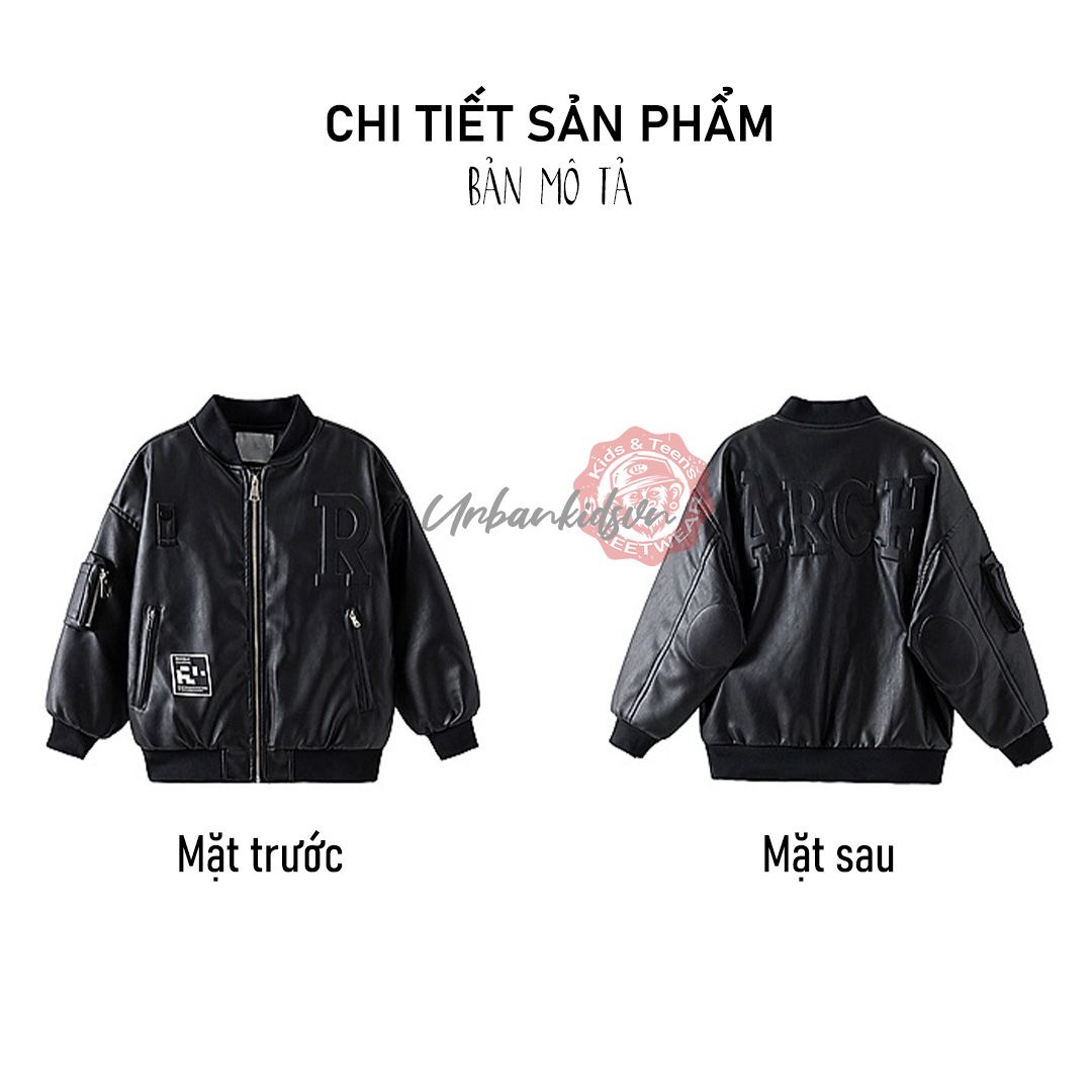 Áo khoác da chữ nổi dài tay K11