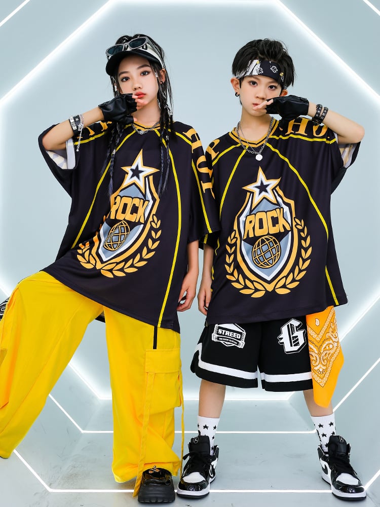 Áo ngắn jersey tay hiphop chữ Rock A31