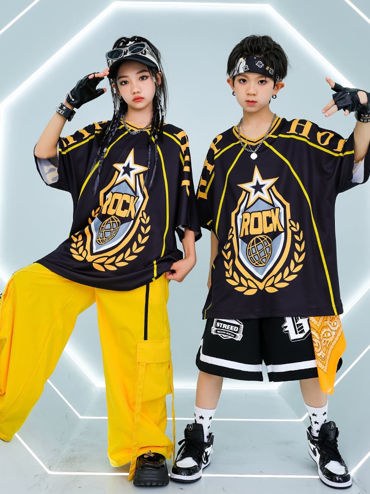 Áo ngắn jersey tay hiphop chữ Rock A31