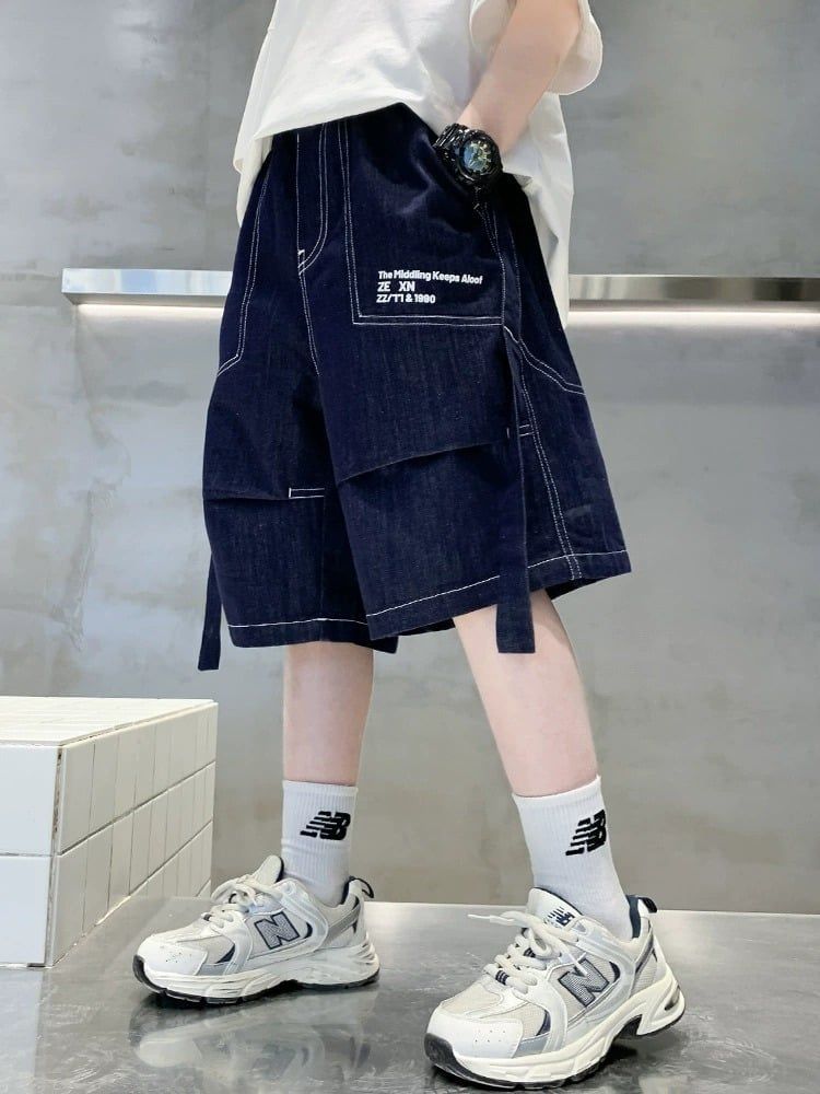 Quần bò ngắn mix dây Q11