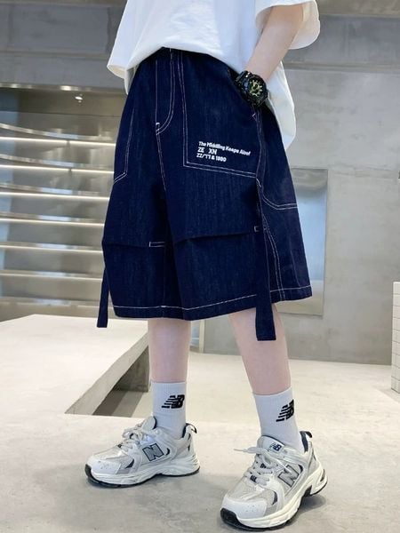 Quần bò ngắn mix dây Q11