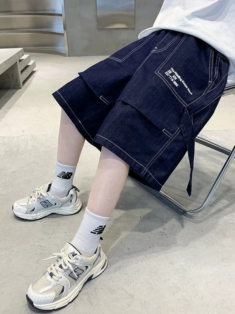 Quần bò ngắn mix dây Q11