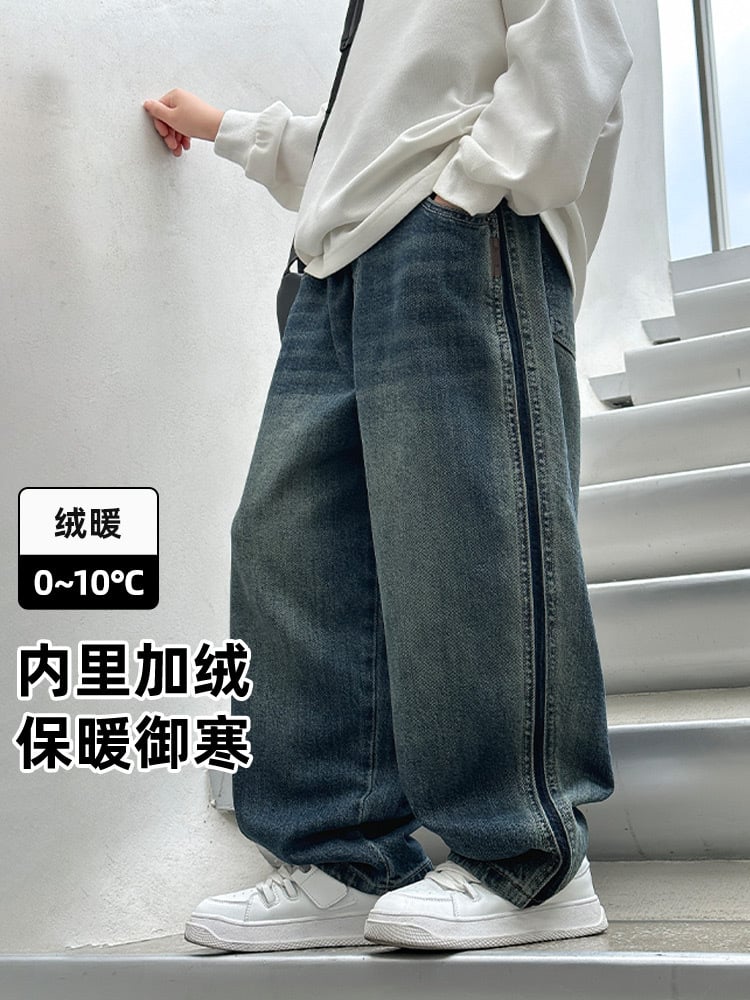 Quần jean dài ống suông kẻ viền QD42