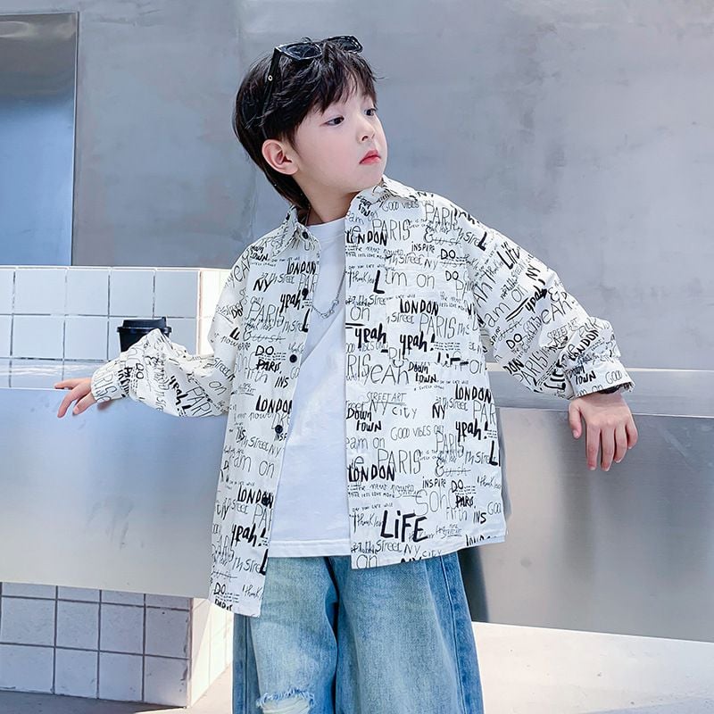 Áo dài tay sơ mi in chữ AD10 - CS4175