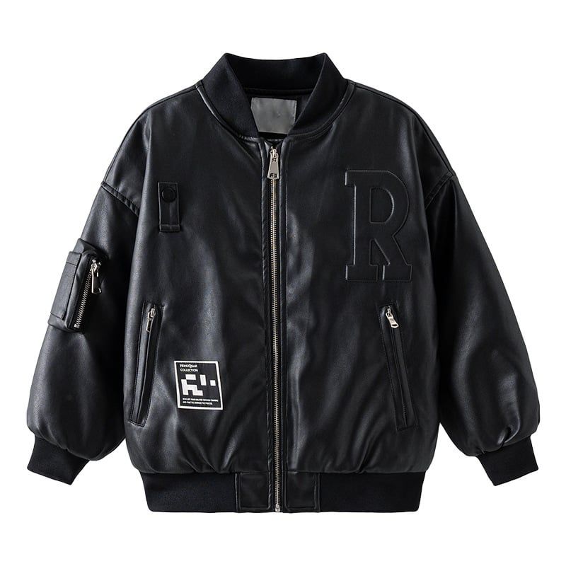 Áo khoác da chữ nổi dài tay K11