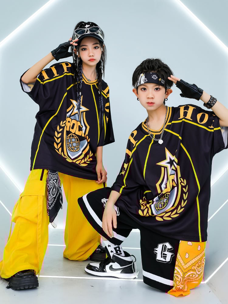 Áo ngắn jersey tay hiphop chữ Rock A31