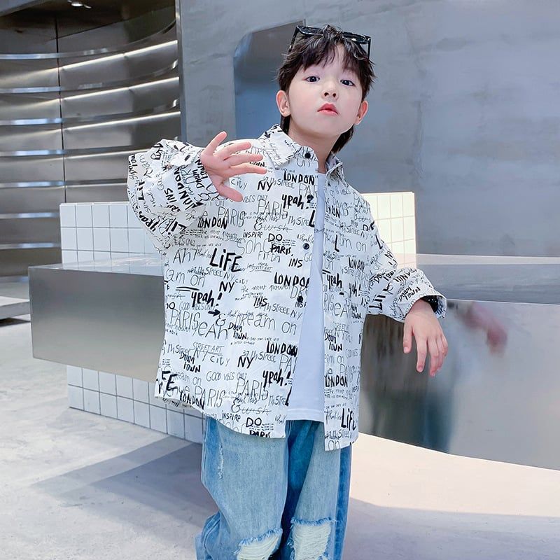 Áo dài tay sơ mi in chữ AD10 - CS4175