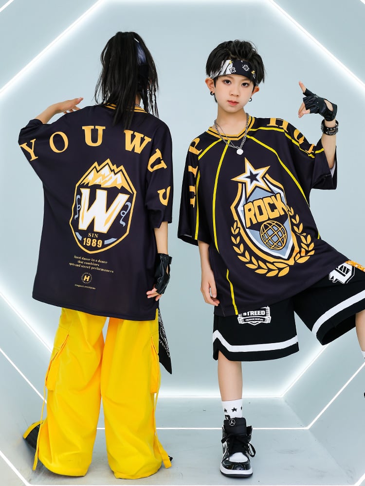 Áo ngắn jersey tay hiphop chữ Rock A31