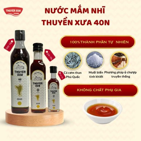 [40 Độ Đạm] Nước Mắm Nhĩ Phú Quốc Nguyên Chất Thuyền Xưa - Dùng Để Chấm - 65ml