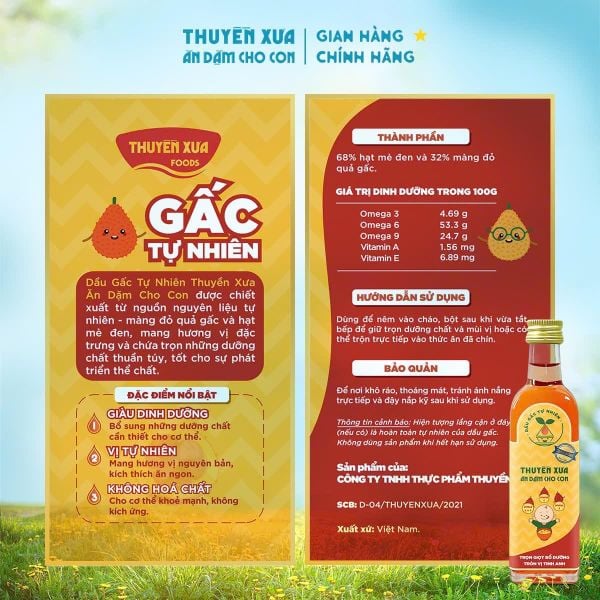 [COMBO 5] Dầu Mè - Gấc - Óc Chó - Sachi - Olive Ăn Dặm Thuyền Xưa - 65ml