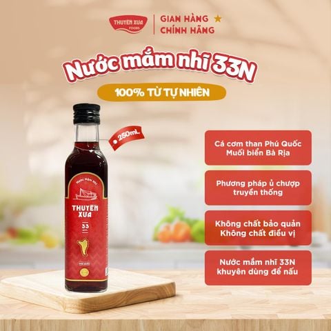 [33 Độ Đạm] Nước Mắm Nhĩ Phú Quốc Nguyên Chất Thuyền Xưa - Dùng Để Nấu - 250ml