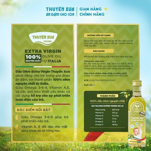 [COMBO 5] Dầu Mè - Gấc - Óc Chó - Sachi - Olive Ăn Dặm Thuyền Xưa - 65ml
