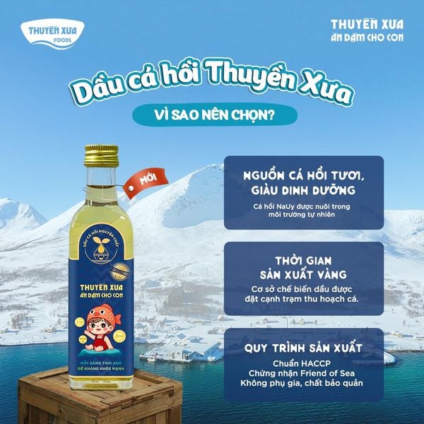 Dầu Cá Hồi Na-Uy Ăn Dặm Nguyên Chất Thuyền Xưa - 65ml Dầu Ăn
