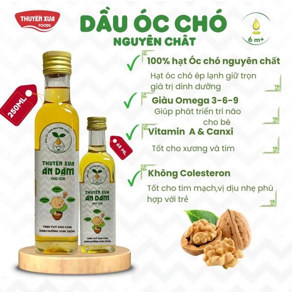Dầu Óc Chó Ăn Dặm Nguyên Chất Thuyền Xưa 65ML/250ML