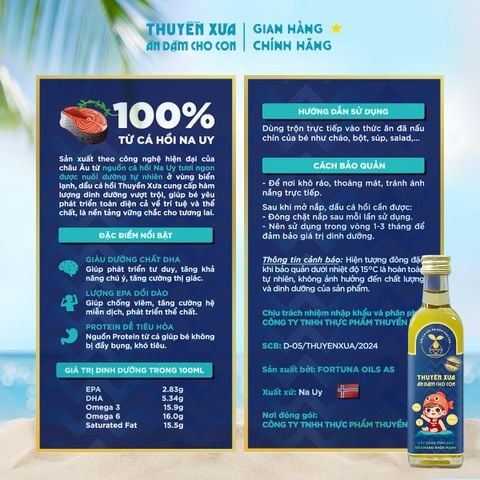 Dầu Cá Hồi Na-Uy Ăn Dặm Nguyên Chất Thuyền Xưa - 65ml Dầu Ăn