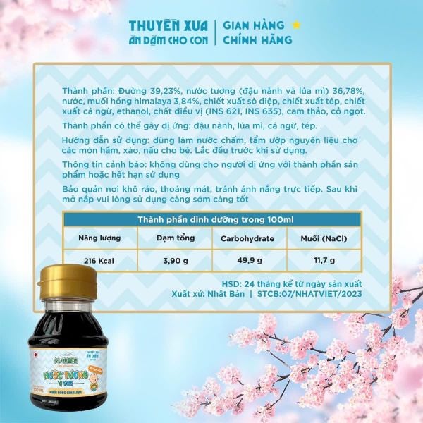 Nước Tương Ăn Dặm Thuyền Xưa - Vị Tare Ngọt Dịu – Chuẩn Nhật Bản - 100ml