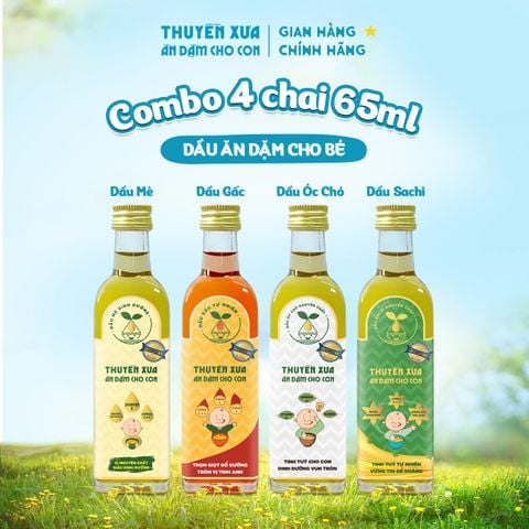 [COMBO 4] Dầu Mè - Gấc - Óc Chó - Sachi Ăn Dặm Thuyền Xưa - 65ml