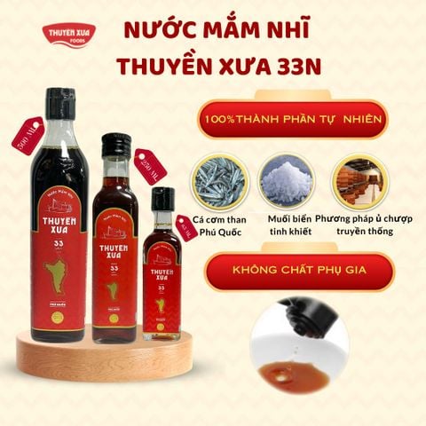 [33 Độ Đạm] Nước Mắm Nhĩ Phú Quốc Nguyên Chất Thuyền Xưa - Dùng Để Nấu - 65ML