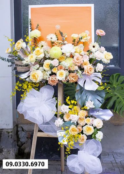 Kệ Tranh Hoa Chúc Mừng Tone Cam