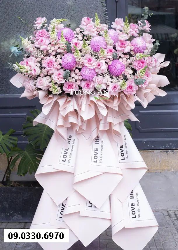  Kệ Hoa Chúc Mừng Khai Trương Tone Hồng - B517 