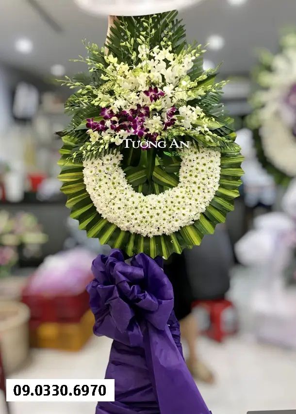  Vòng Hoa Viếng Cúc Trắng - B235 
