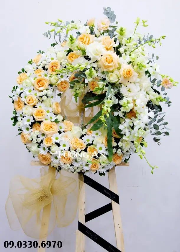  Vòng Hoa Viếng Tông Vàng Nhẹ - B314 