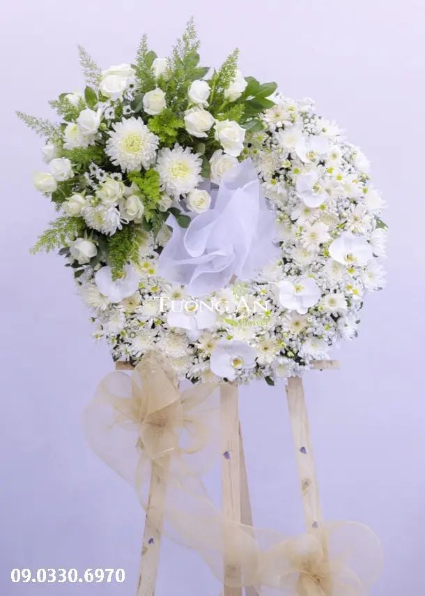  Vòng Hoa Tang Lan Hồ Điệp Trắng - B336 