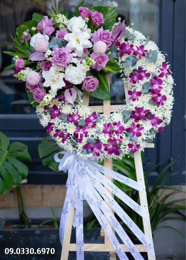  Vòng Hoa Viếng Lan Tím - B339 