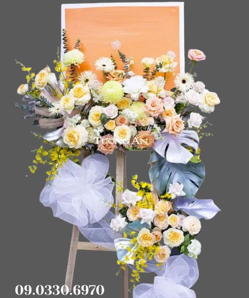 Kệ Tranh Hoa Chúc Mừng Tone Cam