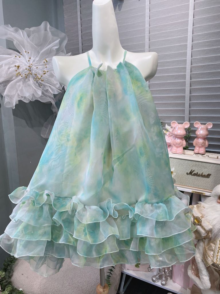 Đầm dây babydoll loang