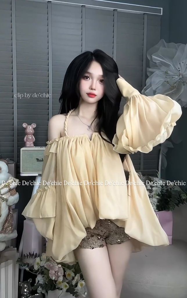 Set áo bồng cổ yếm kèm kim sa (E28)