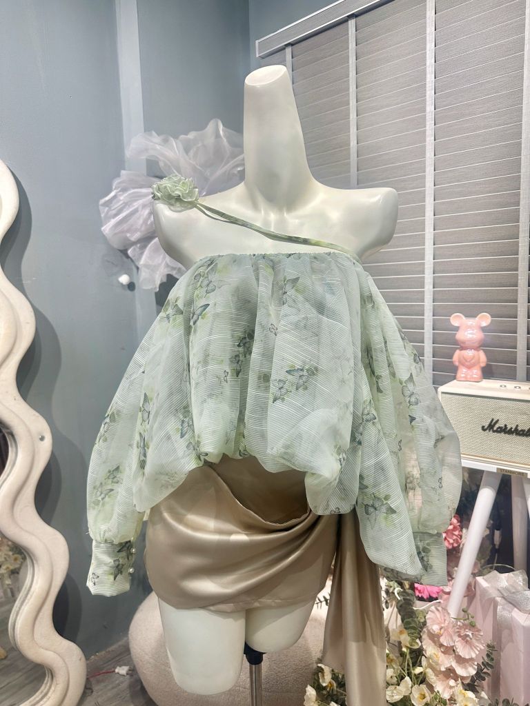 Set áo bbd bẹt vai bồng cv tà (E01)