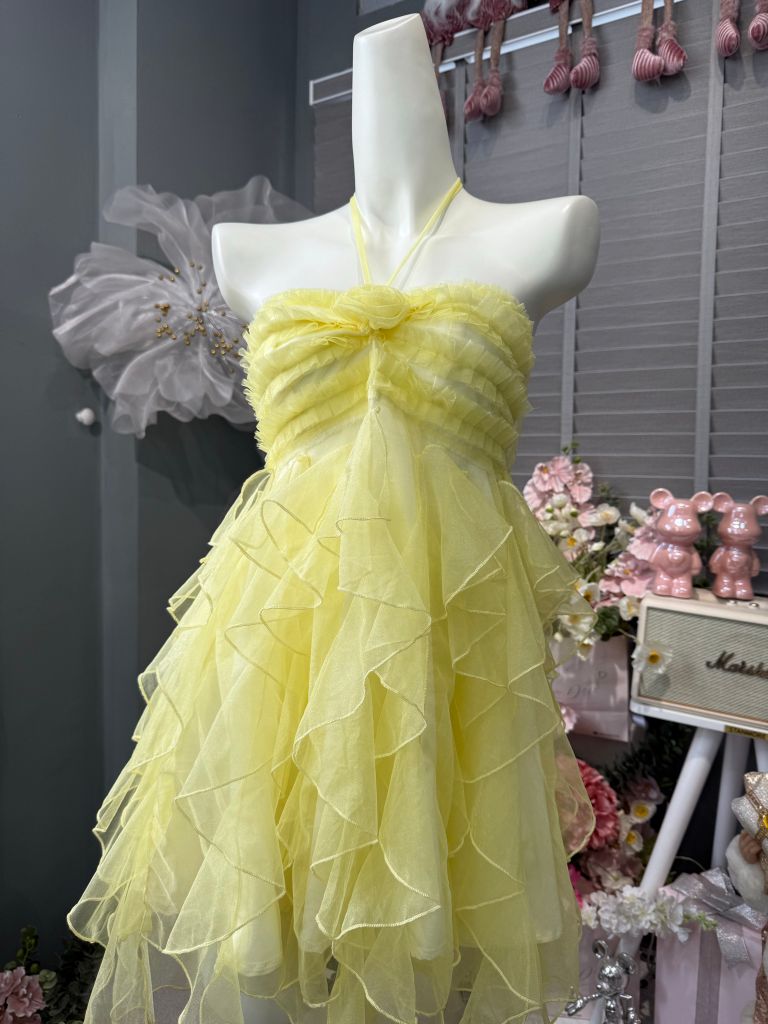 Đầm cúp tua rua ánh nhũ