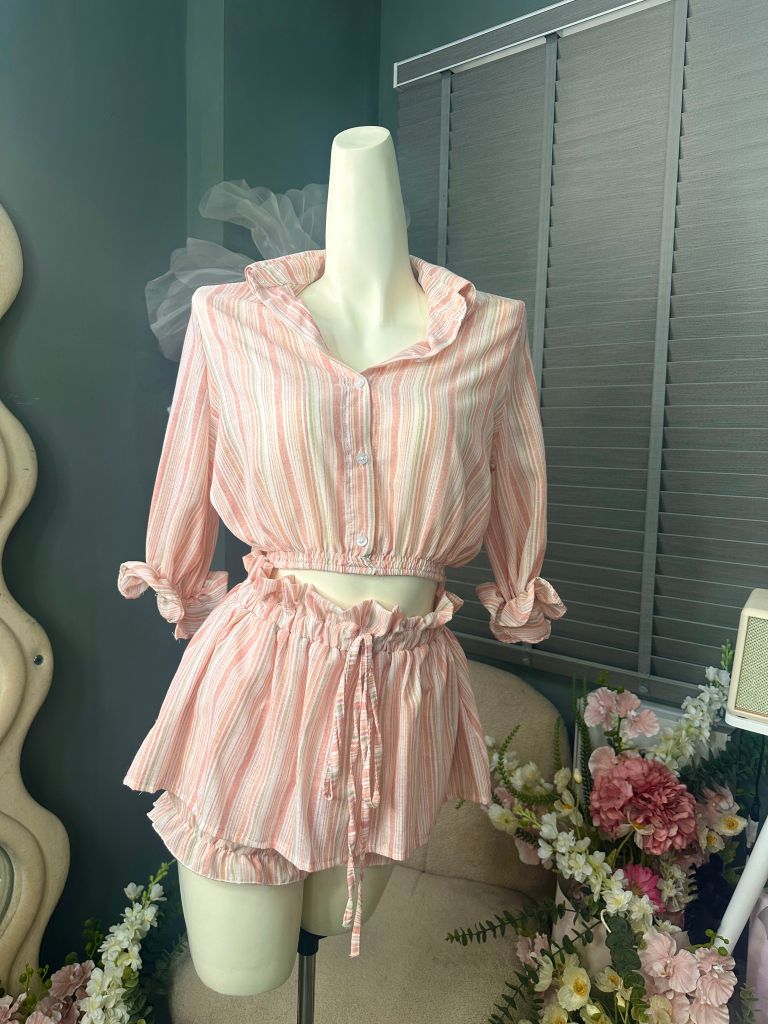 Set smi sọc tay lỡ kèm cv