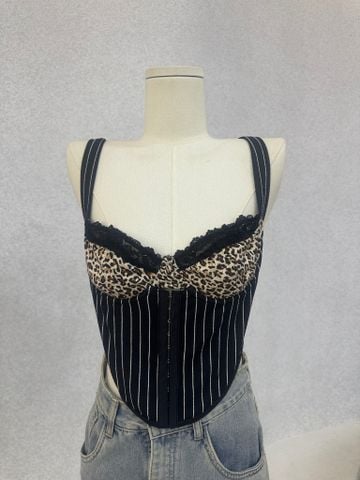 Áo 2 dây corset hoạ tiết da báo