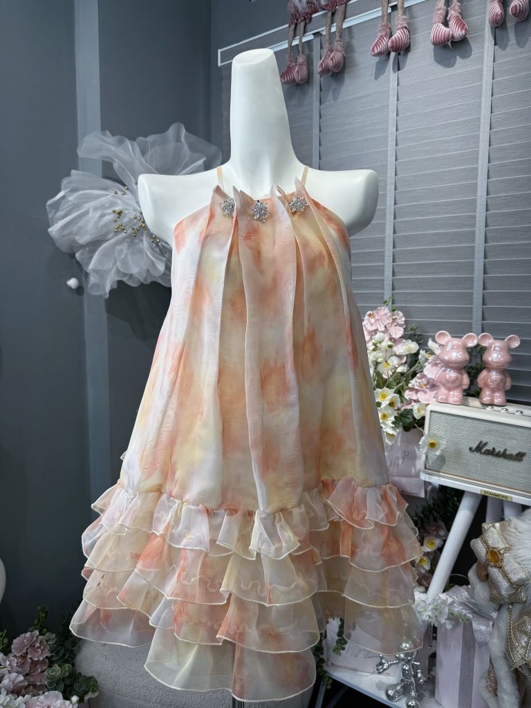 Đầm dây babydoll loang