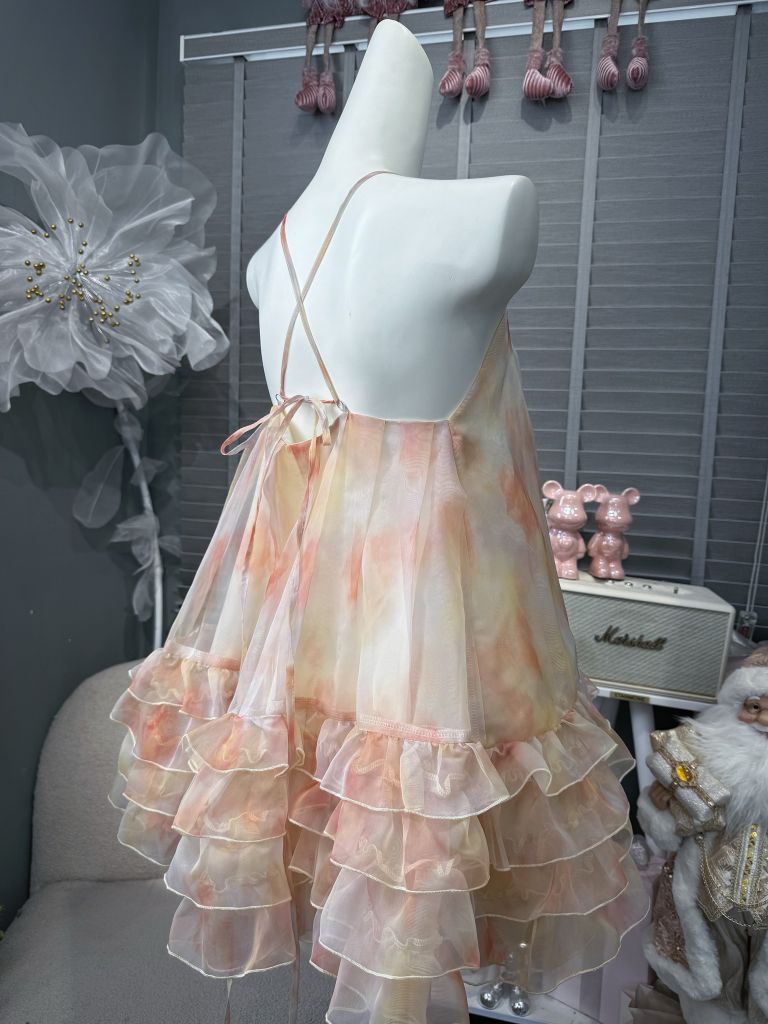 Đầm dây babydoll loang