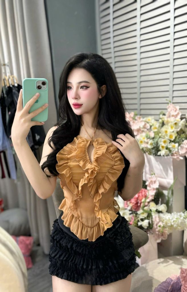 Áo yếm voan viền bèo