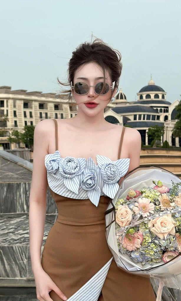 Đầm 2s phối hoa sọc (d64)