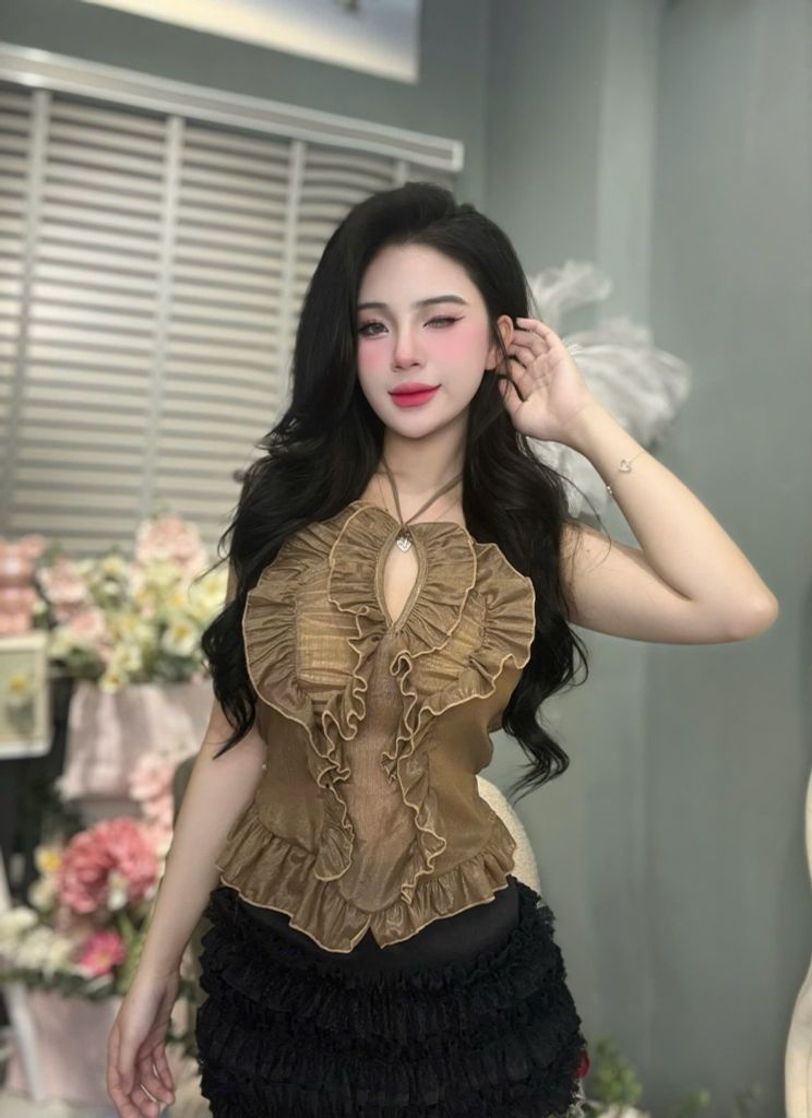 Áo yếm voan viền bèo