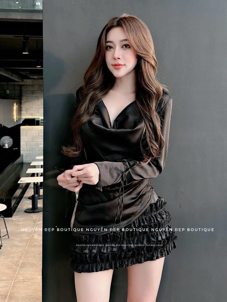 Áo sơmi lụa cổ đổ