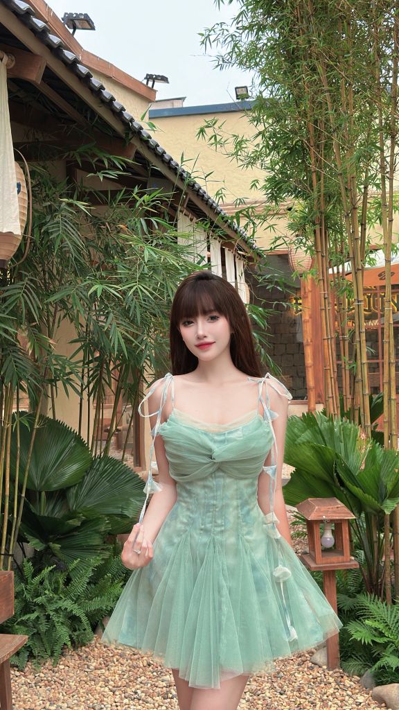 Đầm 2 dây voan xoè dáng ngắn ( D03 )