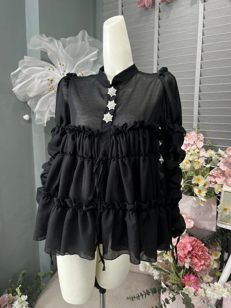 Babydoll voan tay nhún phối 3 đá