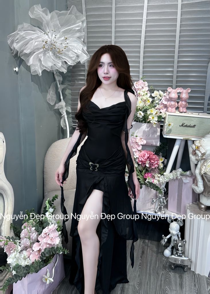 Đầm maxi voan tua rua tag bướm (Z32)