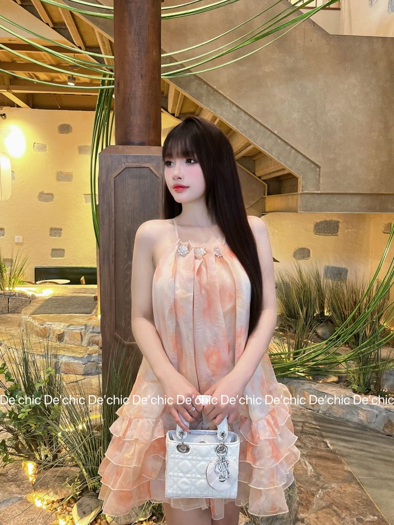 Đầm dây babydoll loang