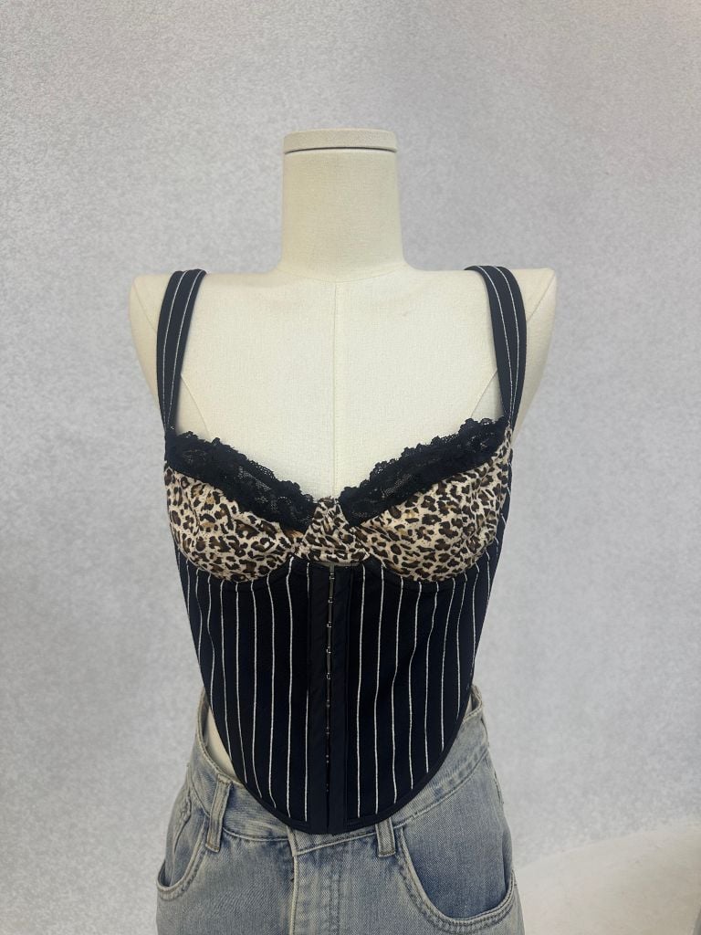 Áo 2 dây corset hoạ tiết da báo