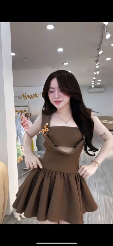 Set áo quây đầm xoè kèm tag bướm (F19)