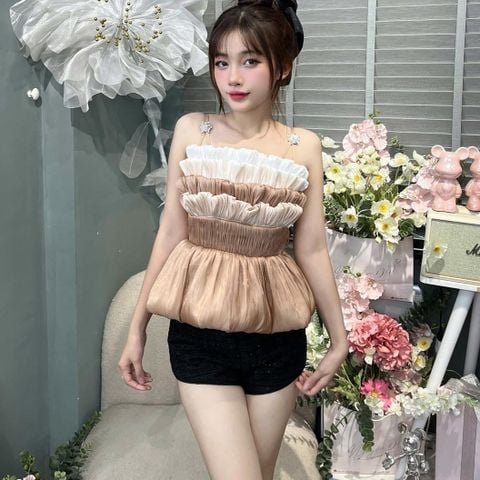 Áo 2 dây tầng phối đá