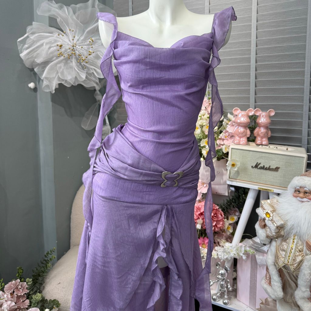 Đầm maxi voan tua rua tag bướm (Z32)