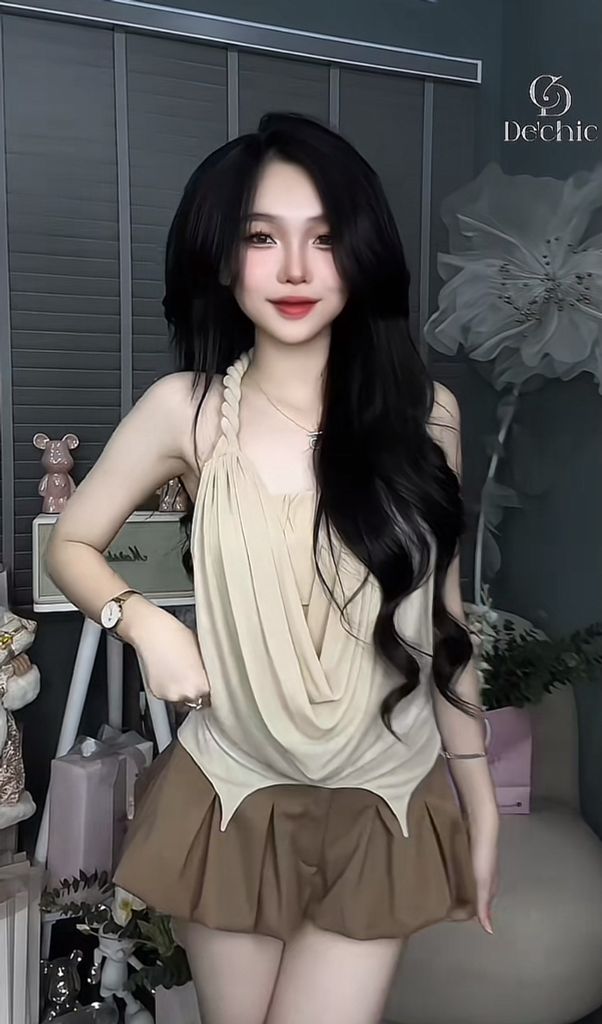 Set áo yếm xoắn cổ phối áo quây trong (E31)